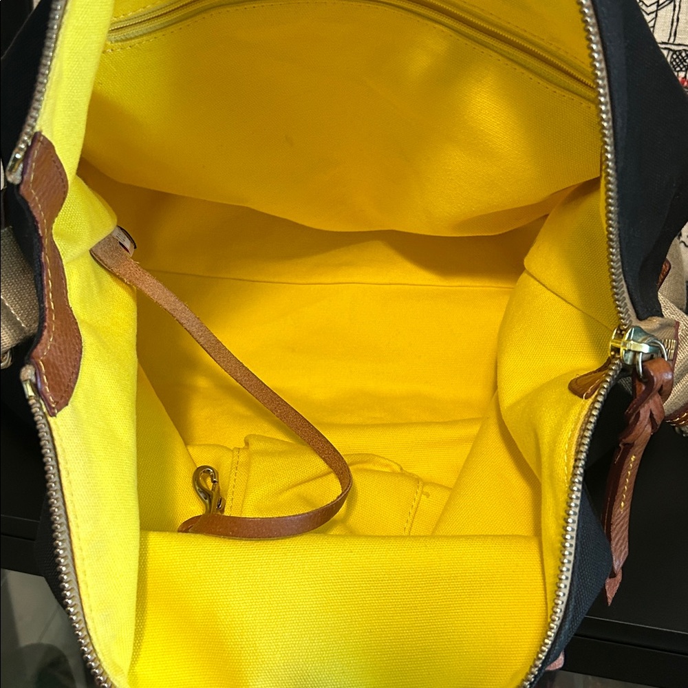 Dooney & Bourke Black Canvas Duffel with Tan Leather Trim - Picture 9 of 16